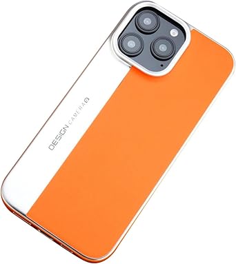 Electroplated Case for iPhone 16 Pro Max /16 Pro/16 Plus/16,Leather Thin Splicing Design Phone Shell Camera Lens Protector Shockproof Cover,Orange,16