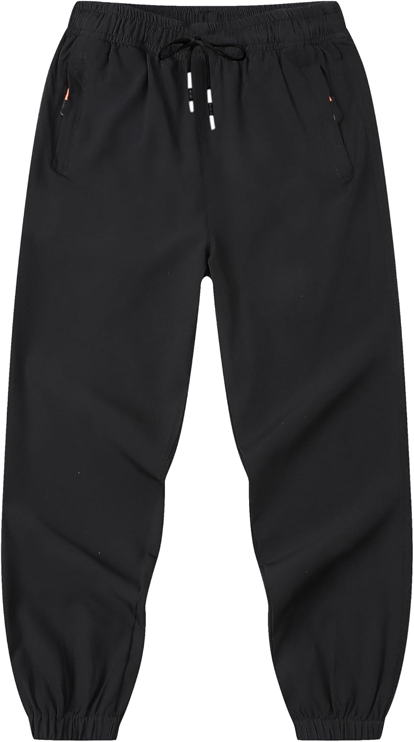 Quick Dry Boys Joggers Pants Lightweight Sweatpants with Zipper Pockets