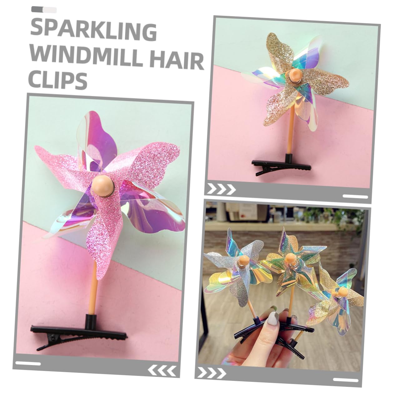 FOMIYES 60 Piezas Horquilla De Molino De Viento Pinzas De Cabello Juguetes Para Niñas Juguetes De Niña Pasadores Para Cabello Fino Niñita Pequeño Regalo Niño El Plastico