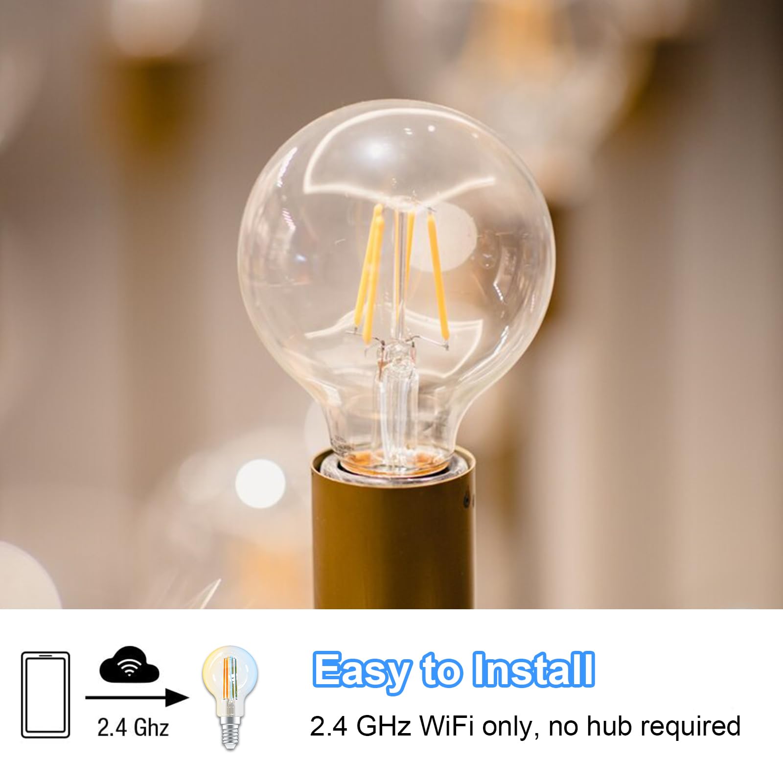 ANTELA Alexa Glühbirne E14 P45 4,5W 470LM, Smart WLAN LED Dimmbare Birne Lampe, Warmweiß (2700K) Kaltweiß (6500K) Licht Kompatibel mit Amazon Alexa, Google Home,4PCs