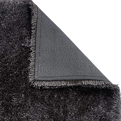 Image of Luxury Shaggy Carpet Solid Plain Fluffy Fur Rectangular Rugs For Home And Floor Floor Mat 6X8 Feet Microfiber & Polyster Modern Interior Floor Mat Dark Grey