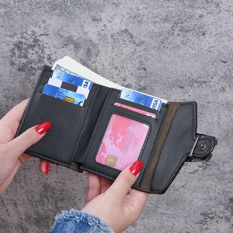 Women's Wallet Short Leather Bag Patchwork Wallet Small Trifold Clutch Multi-Card Holder(D)4