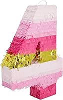Vista 9 de BLUE PANDA Number Zero Pinata – Oro y rosa para niña de 10 cumpleaños – Caramelo y confeti rellenables para fiesta de cumpleaños 10 – Construcción
