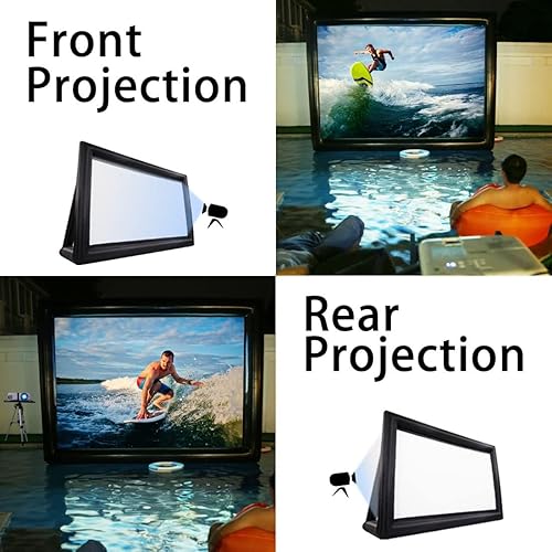 Miniatura 3 de Proyector hermético de PVC de 17 pies para exteriores, pantalla de película con soporte, pantalla inflable flotante compatible con proyección