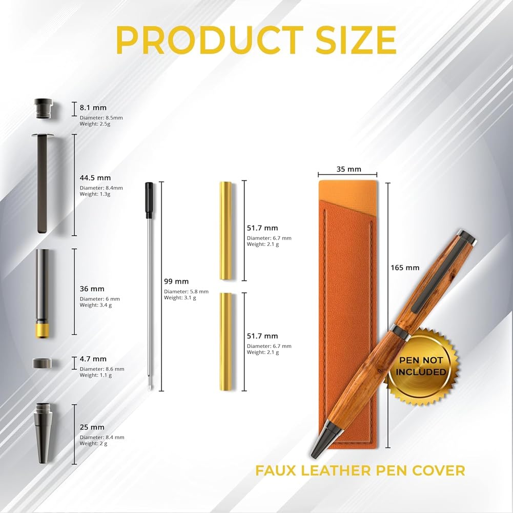 Stifte-Sets zum Drechseln, 10er-Pack, Kugelschreiber, Craft Slimline Rollerball, Drechselzubehör