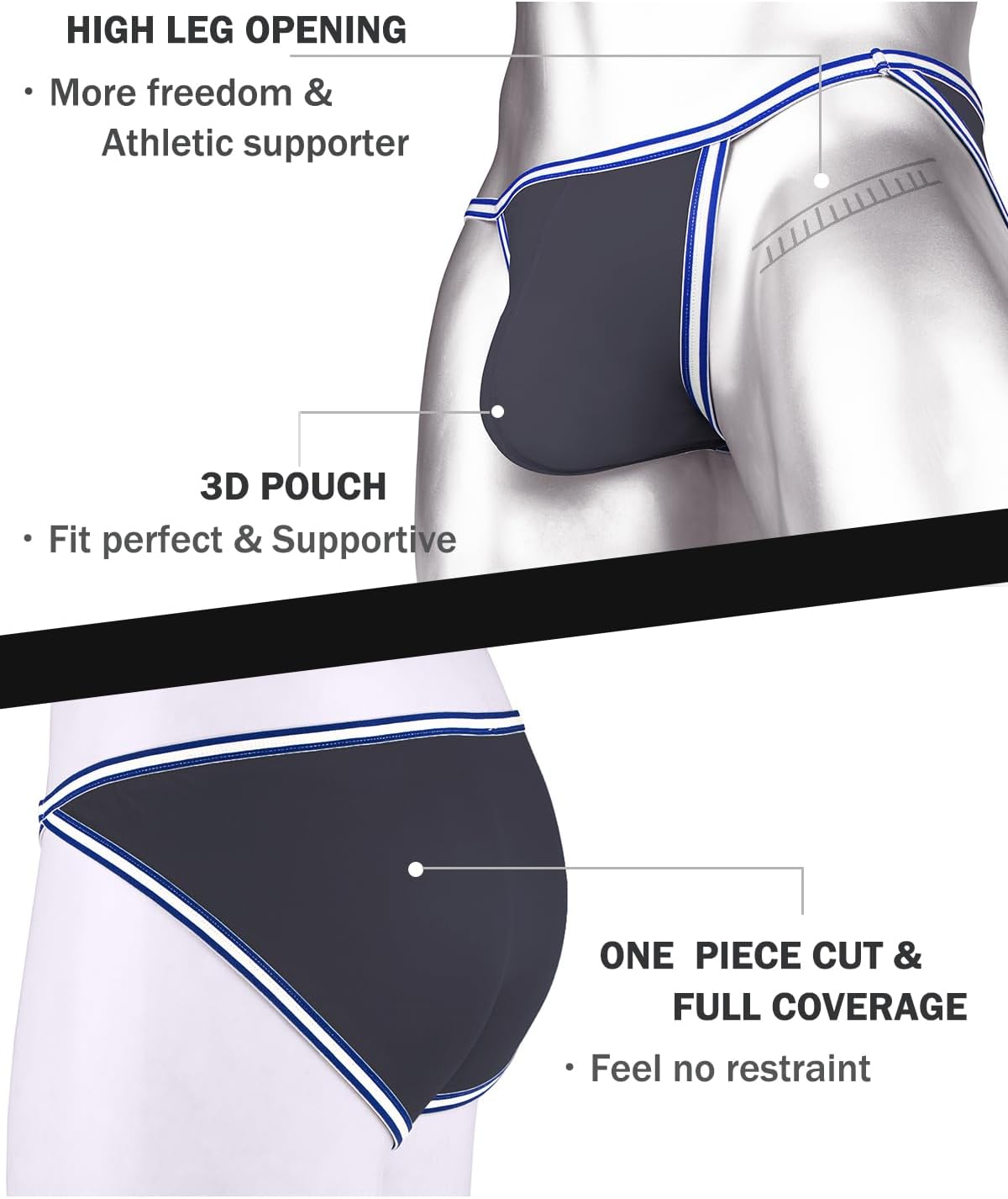 ZONBAILON Men's Briefs Dual Pouch Ice Silk Underwear Open-fly Breathable Sexy Panties - Image 3