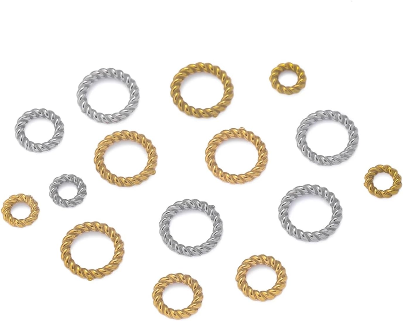Closed Jump Rings 160 Pcs Stainless Steel Jump Rings, Twist Rope for Jewelry Making(Yellow)