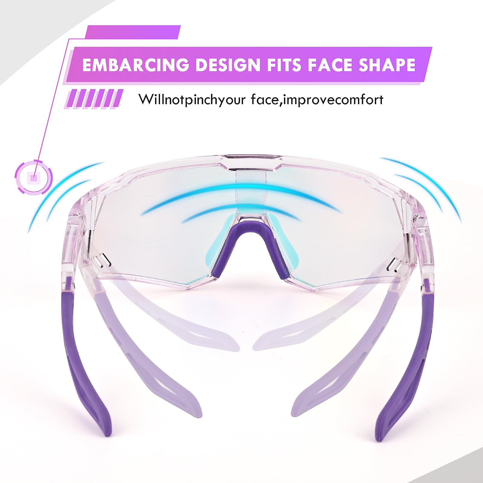 Comius Sharp Schnelle Brille, Fahrradbrille Kinder UV400 Radbrille mit Rundum-Design, leichte Laufsonnenbrille, winddichte Rennradbrille für Outdoor-Sport, Angeln, Autofahren, Unisex-Passform (B)