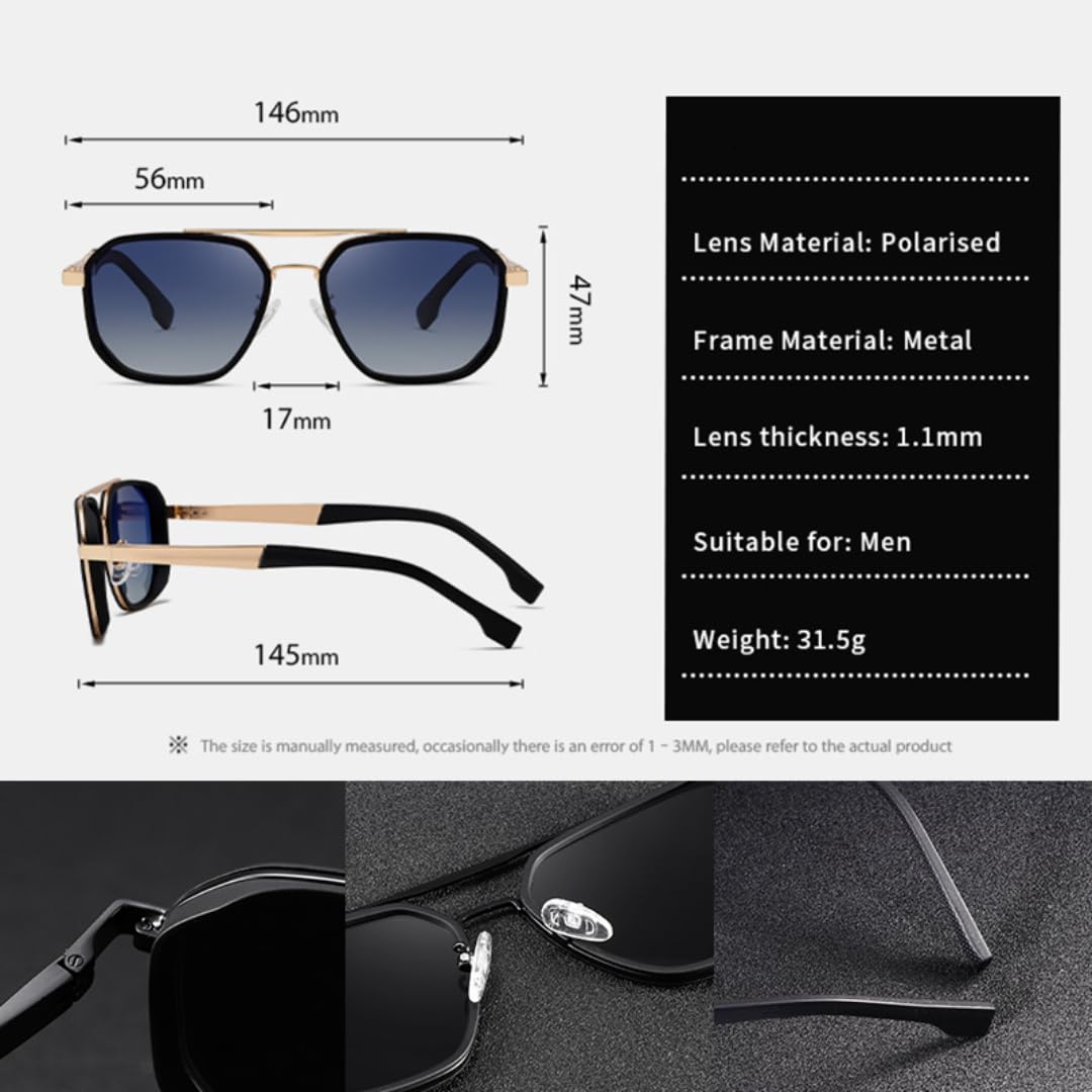 Gafas de sol polarizadas para hombre con protección UV400 y montura metálica para mujer, ideales para exteriores.