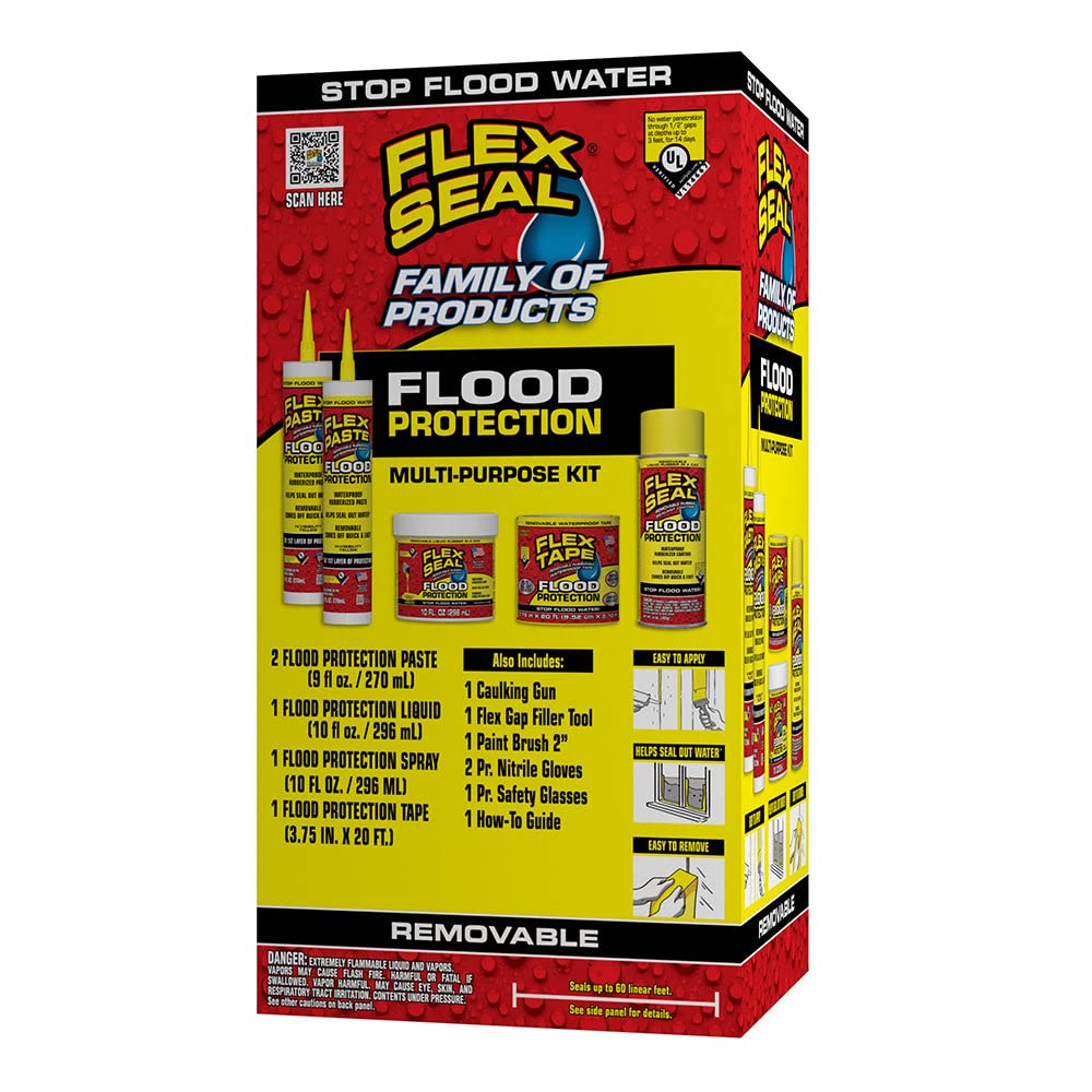 Flex Seal Flood Protection MultiPurpose Kit, Waterproof, Removable, Use on Windows, Doors
