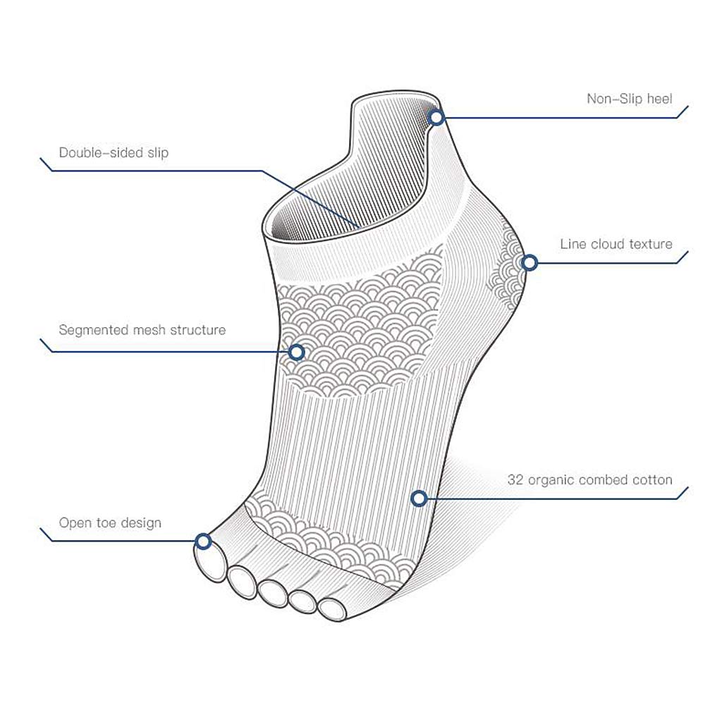 Calcetines de yoga para mujer, de algodón, suela antideslizante, forro de entrenamiento, color gris, talla M