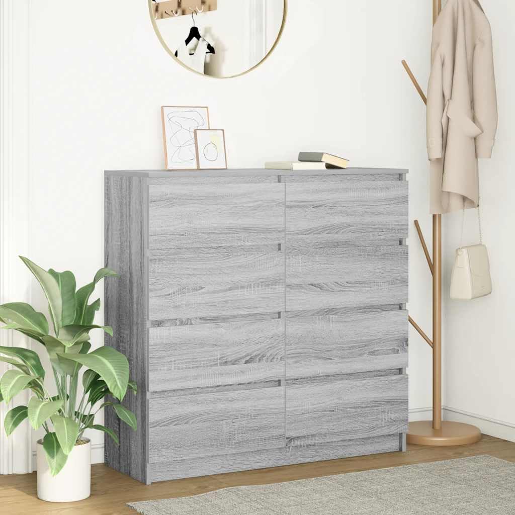 Générique Bufet Sonoma szary 100 x 35 x 99 cm z drewna inżynieryjnego, duży schowek do jadalni, meble wielofunkcyjne z wytrzymałym blatem, szafą do salonu lub wejściem