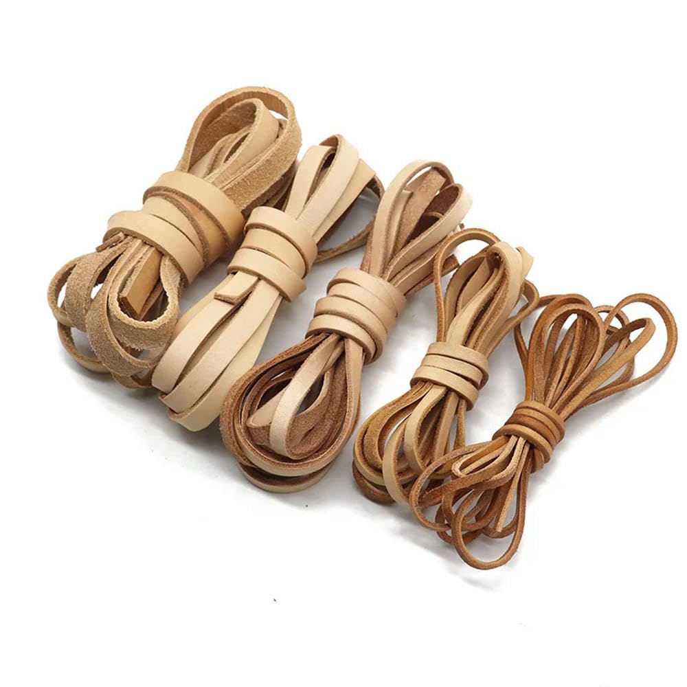 Płaskie okrągłe sznurki ze skóry bydlęcej 2-20 mm x 2 1-2 m wielokolorowe do tworzenia biżuterii na bransoletkach(Beige,8x2mm-2m)
