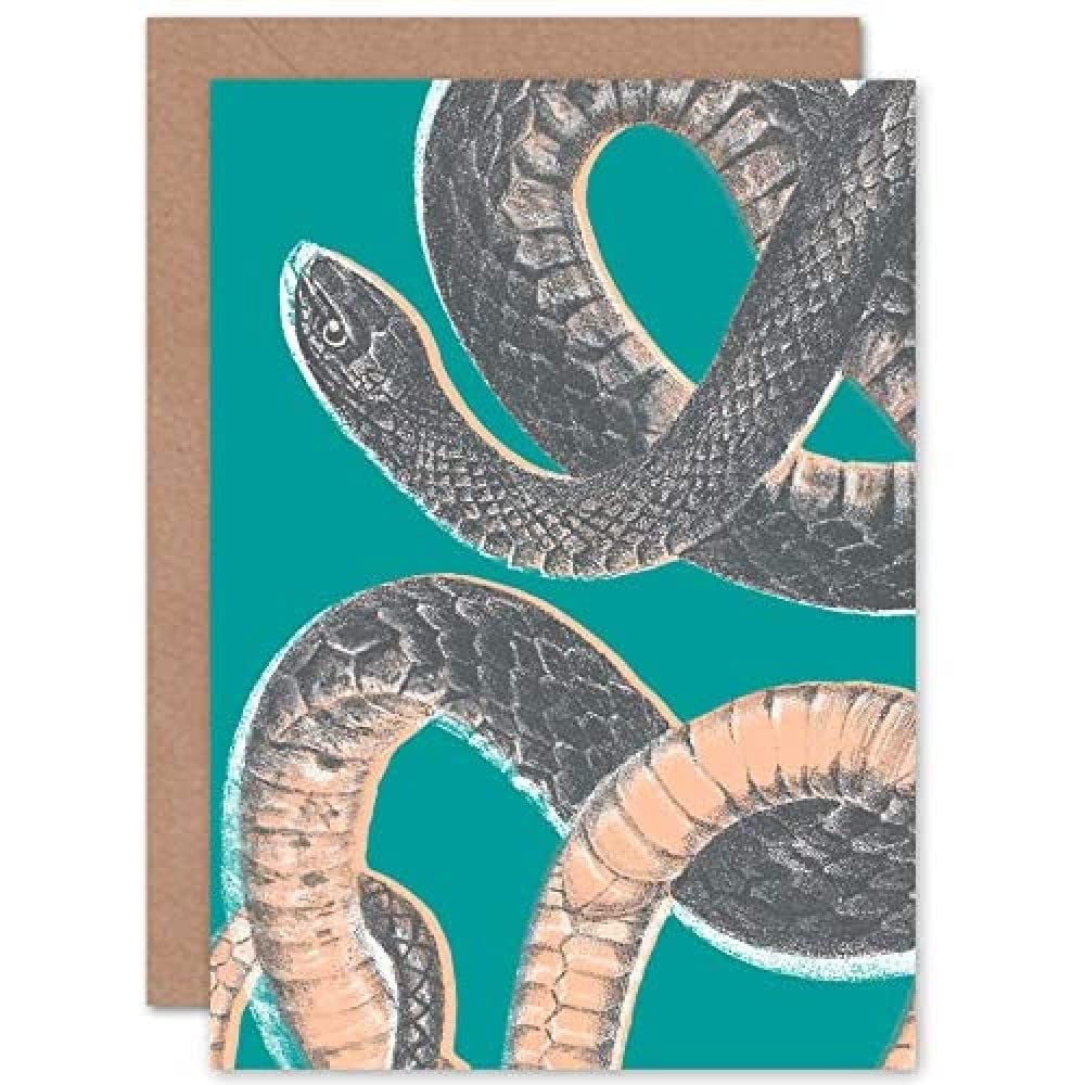 Wee Blue Coo Blue Wee Coo Snake Illustration Modern Biodiversity Sealed Greeting Card Plus Envelope Blank Inside