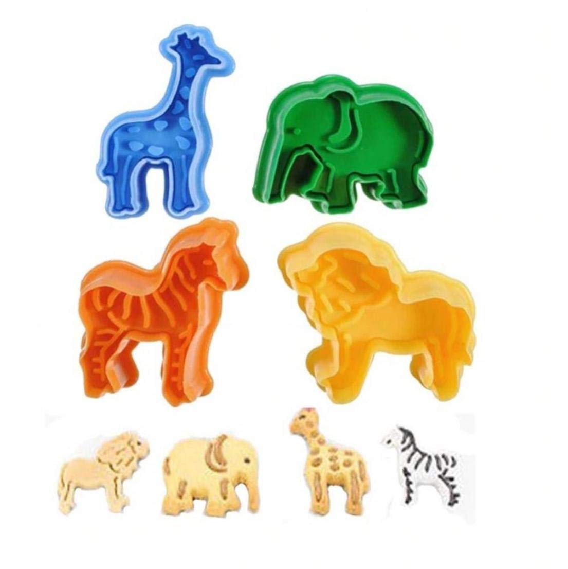 4PCS Cookies Stamp Cutters Biscuit Moulds 3D Plastic Animals Fondant Cake Molds Plungers Baking Bakeware Decoration Tool