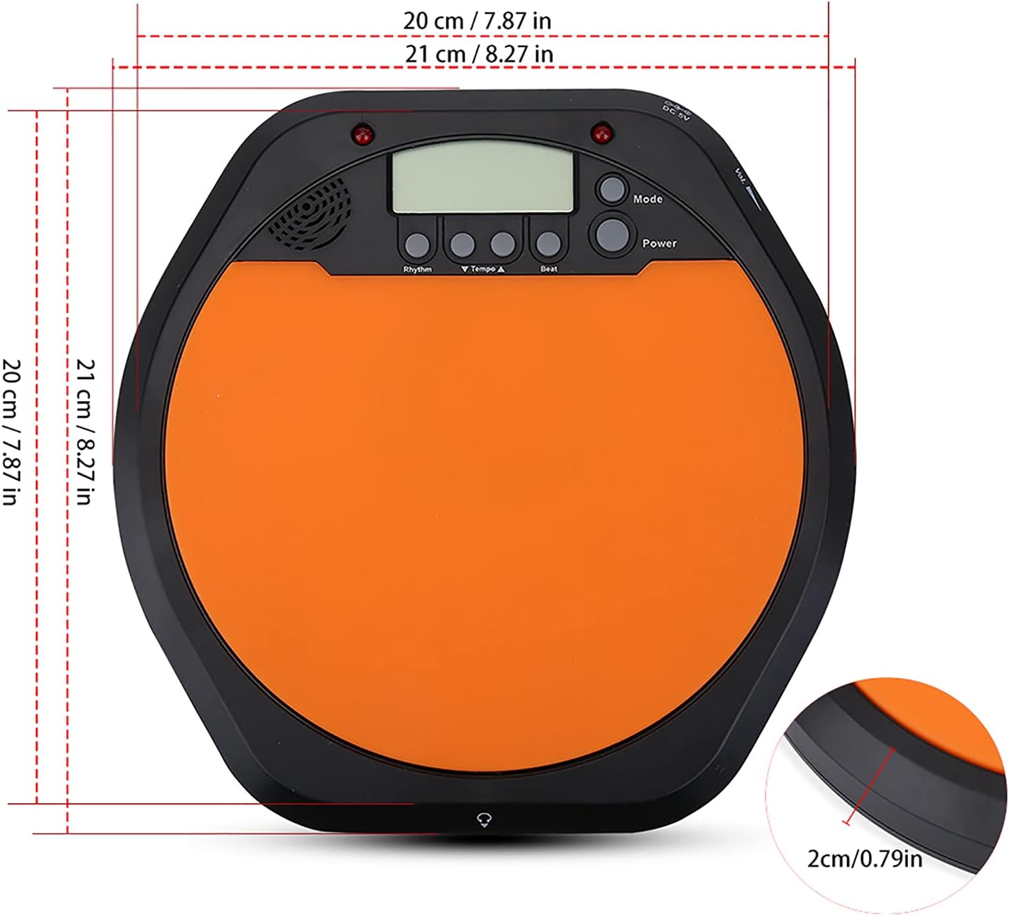 Electronic Drum Practice Pad with Metronome Portable Drum Pad for Training LED Display Headphone Jack