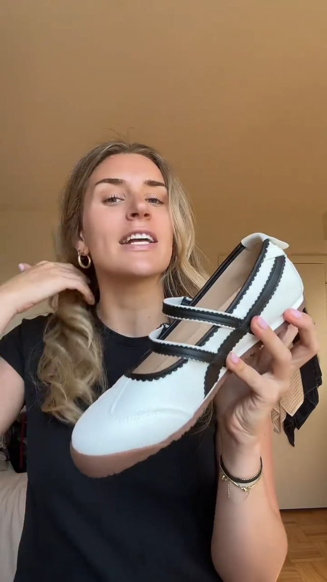 Amazon.com | Ballet Sneakers for Women Two Strap Rounded Toe
