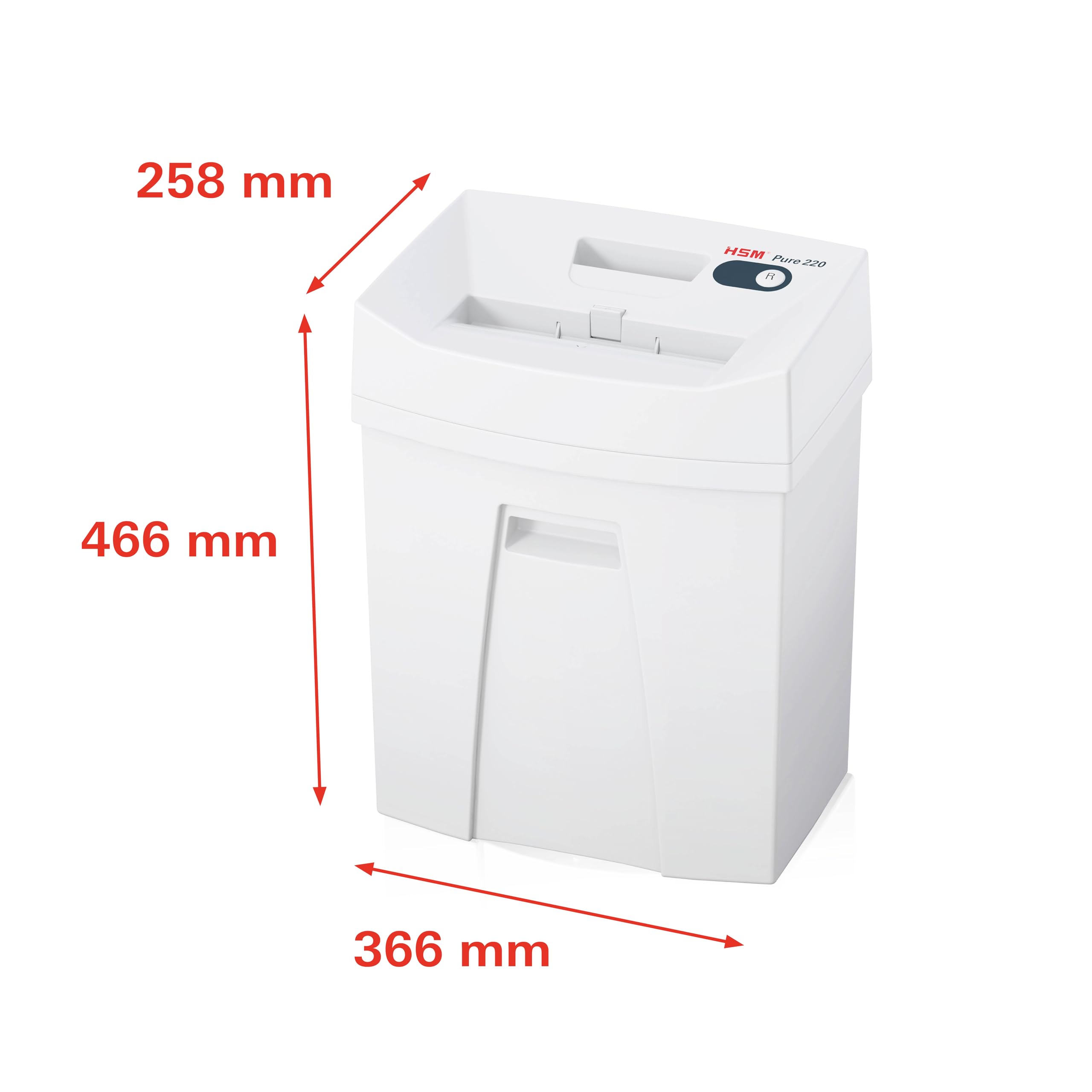 HSM Pure 220 Aktenvernichter I Partikelschnitt 4x25 mm I Sicherheitsstufe P-4 I Office Schredder für Papier, Kreditkarten, Heft- und Büroklammern I 25l Auffangbehälter I 7 Blatt I 5 J. Garantie