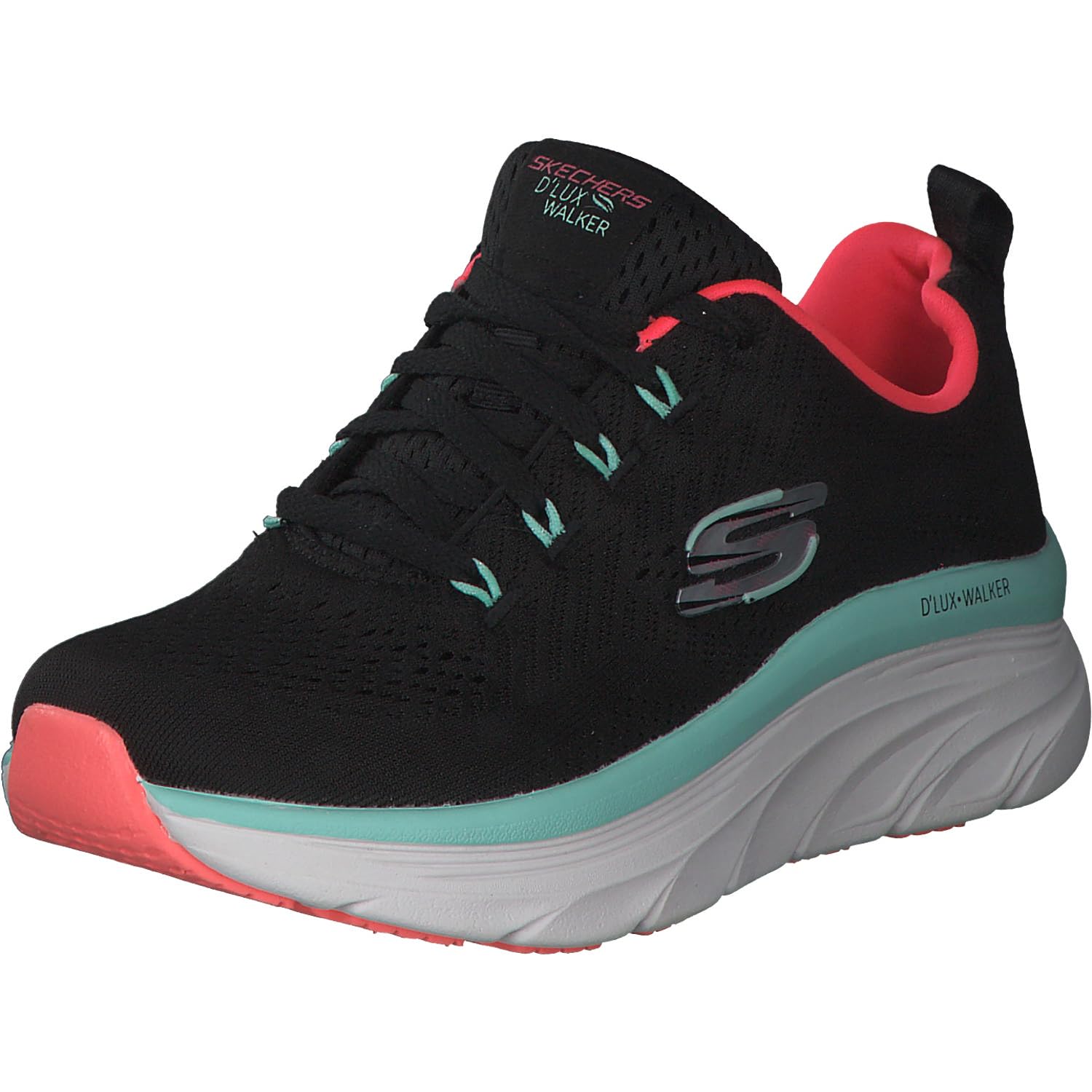 Skechers D'lux Walker - Fresh Finesse, Sneaker Donna, Bianco Black Mesh Mint Trim, 40 EU