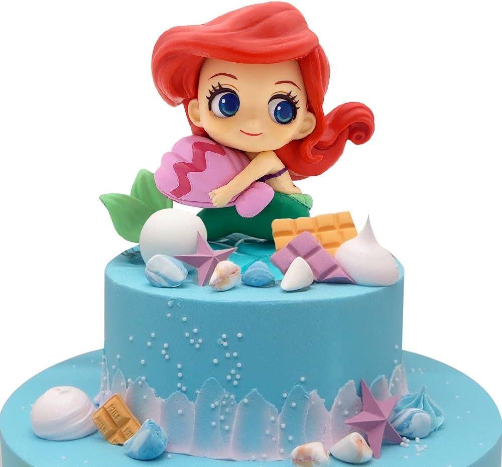 Mermaid Cake Topper with Little Mermaid Doll, Seashells & Figurines for Ariel Cake Decoration & Under the Sea Theme Parties