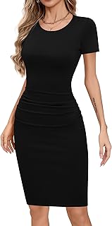 Women's Long Sleeve Slim Ruched Bodycon Dress 2025 Trendy Fall Casual Ro...