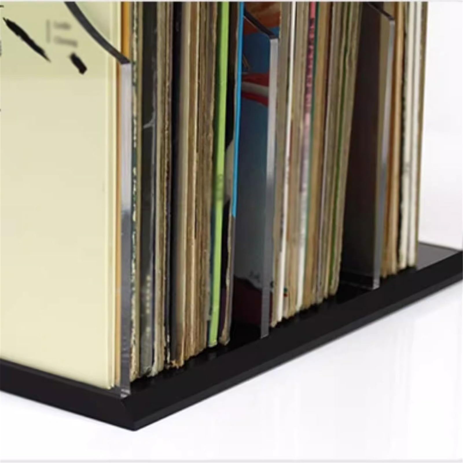 Scaffale per dischi in vinile a doppio scomparto, espositore per CD in acrilico per casa, contiene vinili e CD, soluzione organizzata per riporre oggetti
