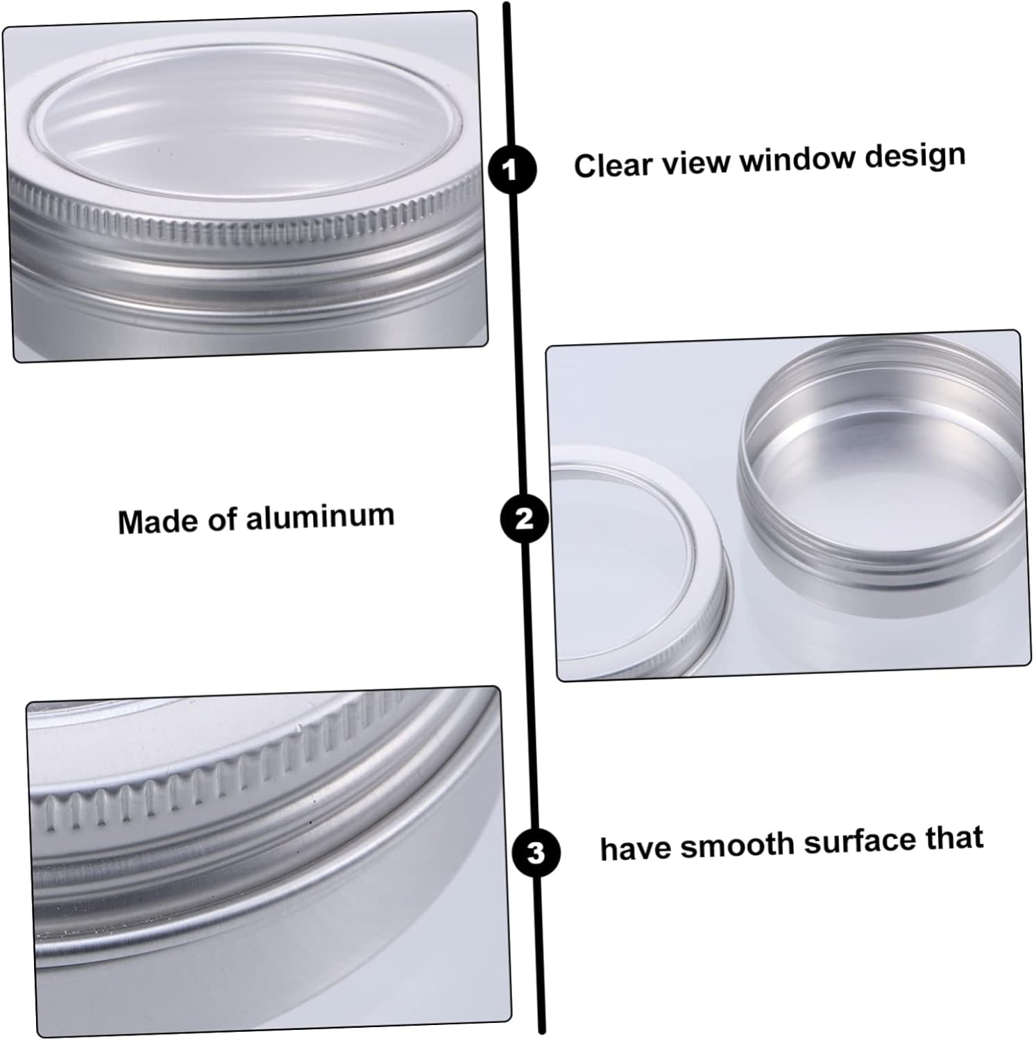 TEHAUX 36pcs Round Tin Containers Window Empty Cosmetic Jars for Creams Candles and Crafts for Travel Storage and Organization