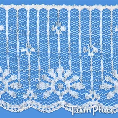 TRIMPLACE White 2-1/2 INCH Flat Raschel LACE 18 Yards