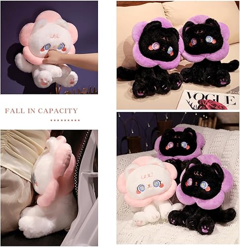 Miniatura 6 de Juguete de peluche de gato de flor loca, lindo gatito de peluche, peluche floral de gato, almohada suave para abrazar, decoración de gatito negro