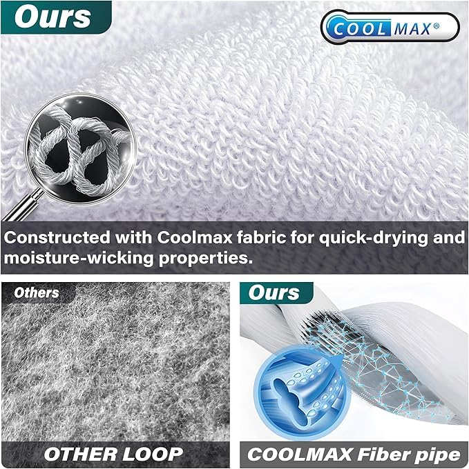 Hylaea 6 Pairs Running Socks for Men, Coolmax Anti-Blister Cushion Socks for Athletic, Padded Moisture Wicking & Seamless Size L White & Black4