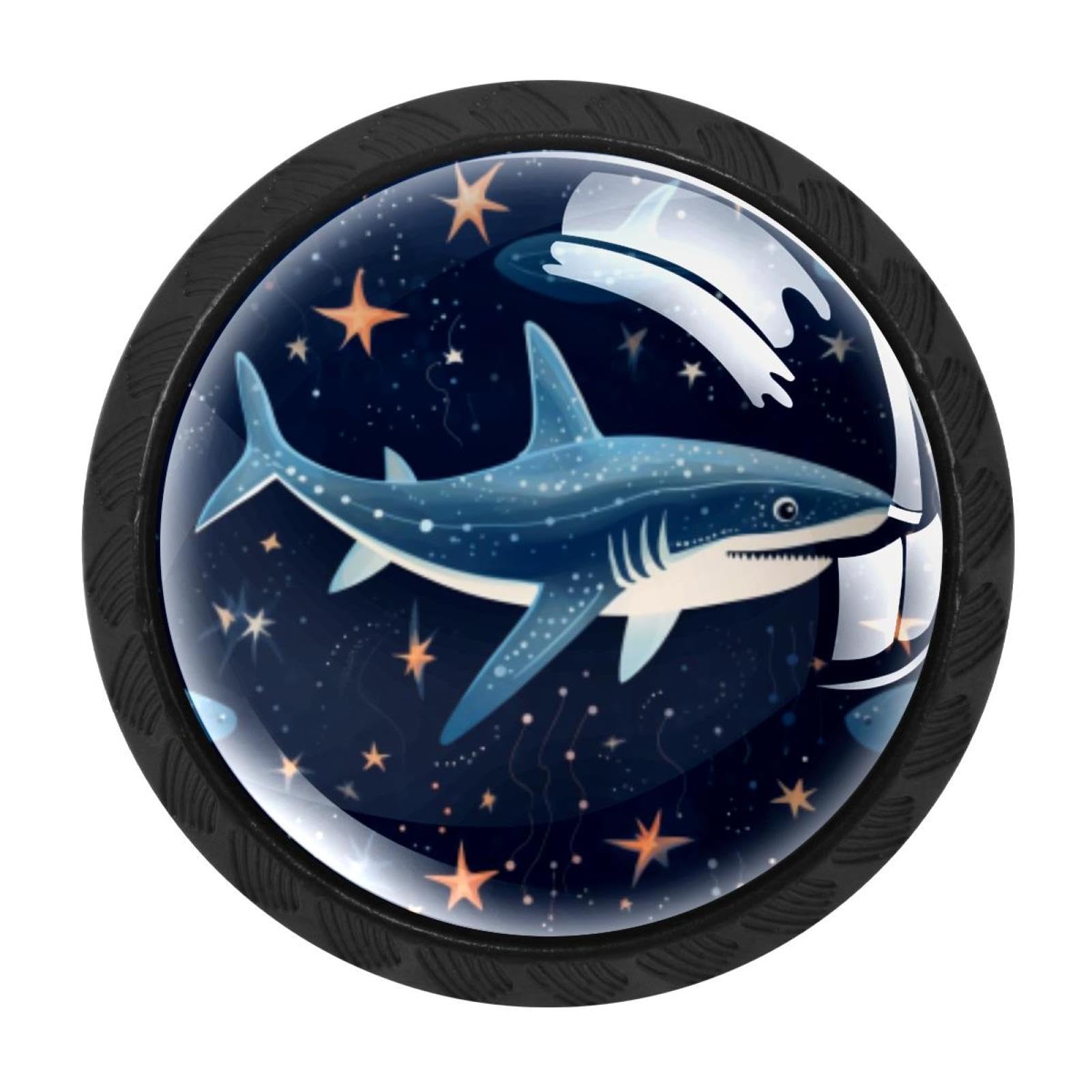 CHENZZZZ 4 PCS Starry Sky Shark Crystal Glass Cabinet Knob Drawer Pull Handle for Kitchen Cupboard Dresser Wardrobe etc