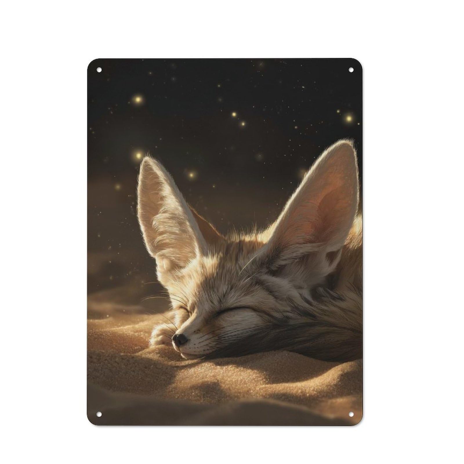 Junmoney Sleeping Fennec Fox In The Desert Vintage-Inspired Metal Sign 40X30cm For Garage Wall, For Vintage Wall Decor Fans, For Kitchen And Home Bar Decor