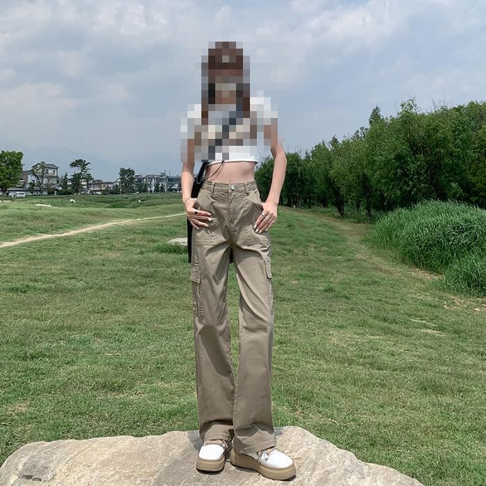 High-Waisted Straight-Leg Work Pants,Women's Loose Wide-Leg Pants,American Retro Casual Pants for Spring