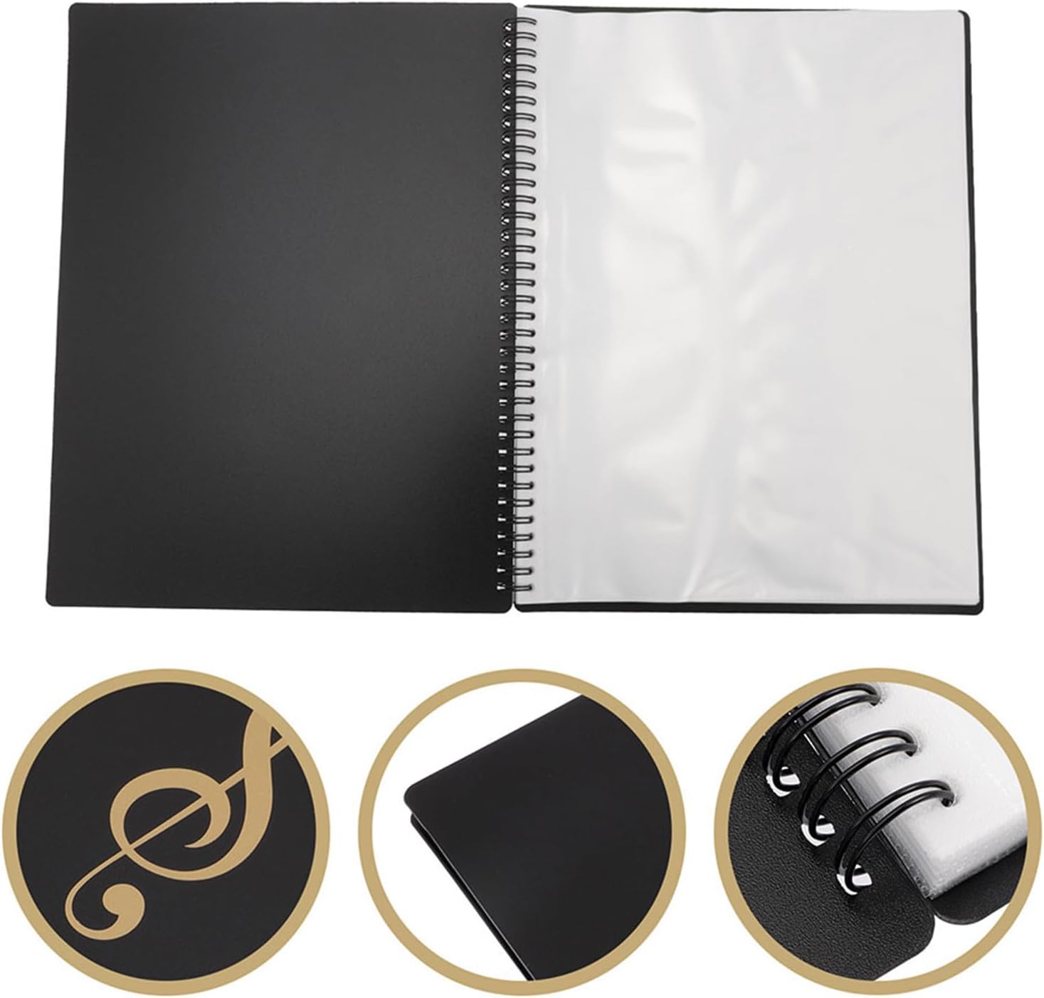 A4 Music Score Folder with 30 Sheets 60 Sides Plastic Document Organizer Music File Holder for Piano Scores and Office Supply Classroom Use