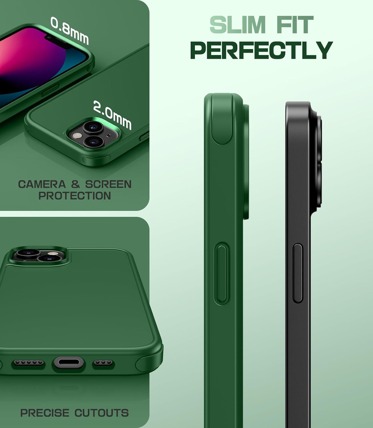 Mobnano for iPhone 14 & iPhone 13, Compatible with MagSafe – Frosted Matte Shockproof, Replaceable Anti-Collision Corners & Buttons (2 Colors), Slim Fit & Full Protection Phone Cover - Alpine Green