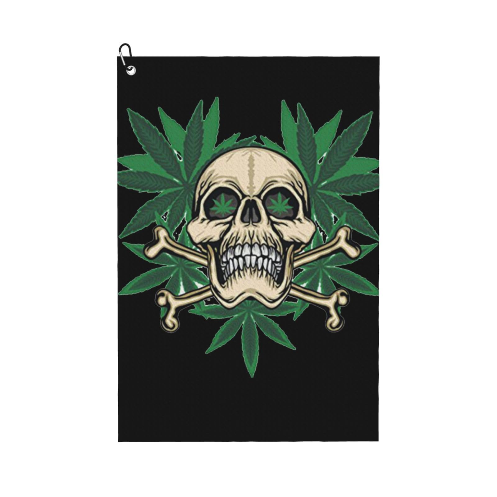 peiyeety SkullWeed Microfiber Golf Towel with Carabiner Clip, 16x24 Inch Absorbent Waffle Weave Towel for Golf Bags