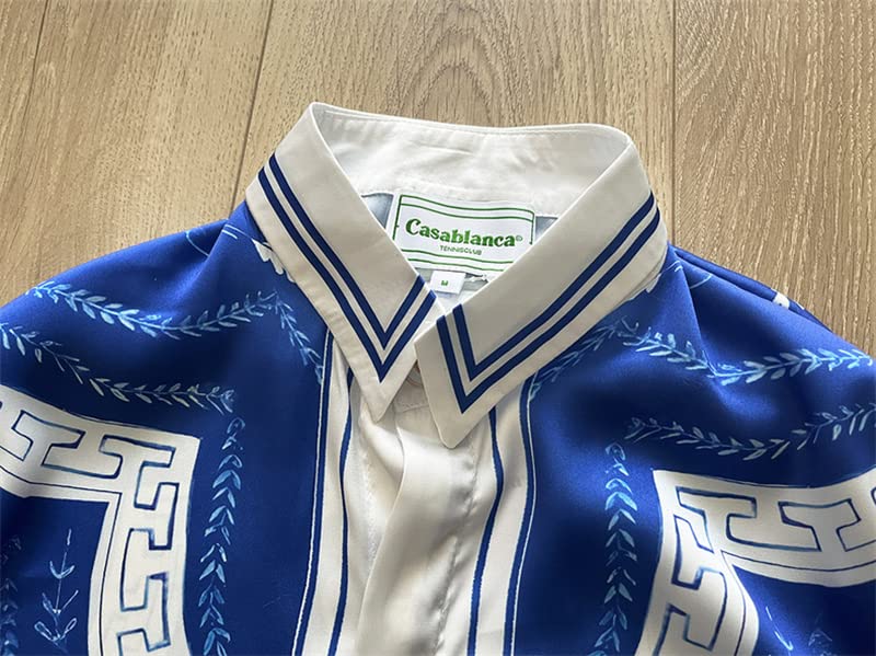 2023ss Casablanca Shirt Men Women 1:1 Blue Long Sleeve
