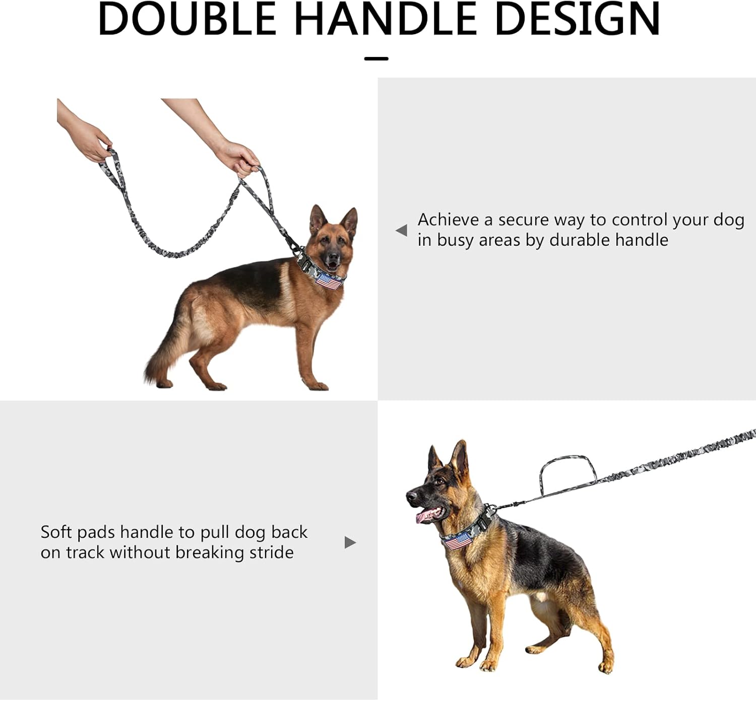 DAGANXI Tactical Dog Collar, Adjustable Military Training Nylon Dog Collar with Control Handle and Heavy Metal Buckle for Medium and Large Dogs, with Patches and Airtags Case (M, Camo-Set)