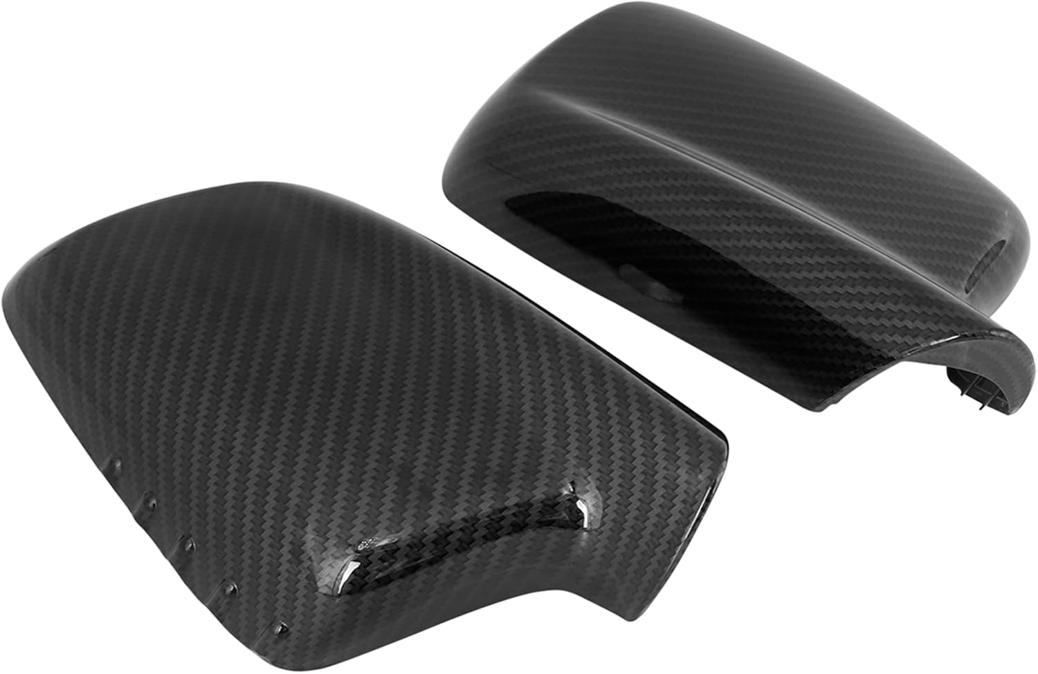 X AUTOHAUX 2Pcs Car Mirror Covering Cap Replacement for BMW E46 E65 E66 745i 750i 323Ci 325Ci 328Ci Carbon Fiber Pattern 51167074236,51167074235