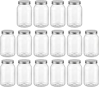 Vista 11 de novelinks Tarros de plástico transparente de 32 onzas con tapas, paquete de 6 tarros grandes de plástico con tapas de 32 onzas, recipientes