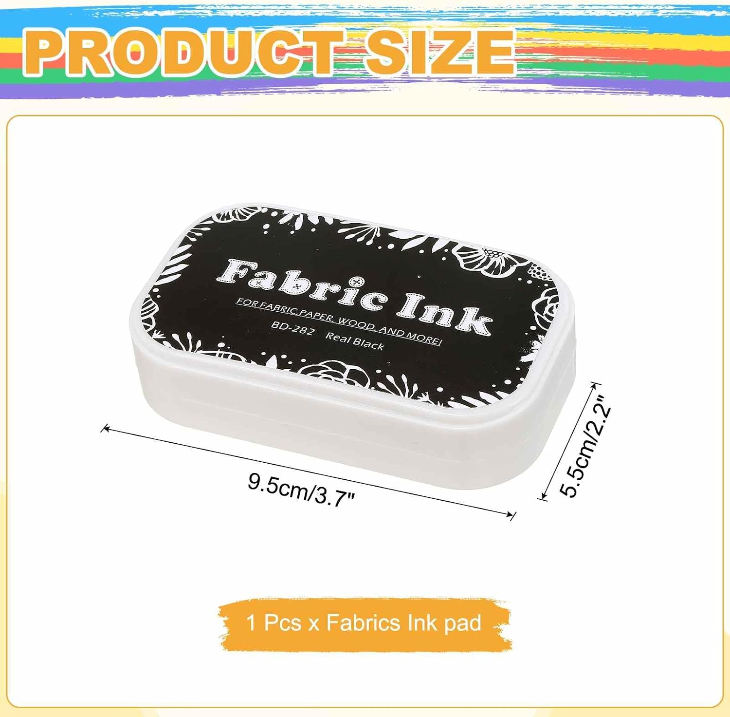 MECCANIXITY Ink Pads for Stamps, 3.7x2.2 Inch Fabric Ink Pad for Cloth, Wood, Paper, Fingerprint, DIY Card Making, Black