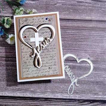 Heart-Shaped Love Cross Letter Metal Die Cuts,Flower Branch Leaf Cutting Dies Cut Stencils for DIY Scrapbooking Album Decorative Embossing Paper Dies Card Making