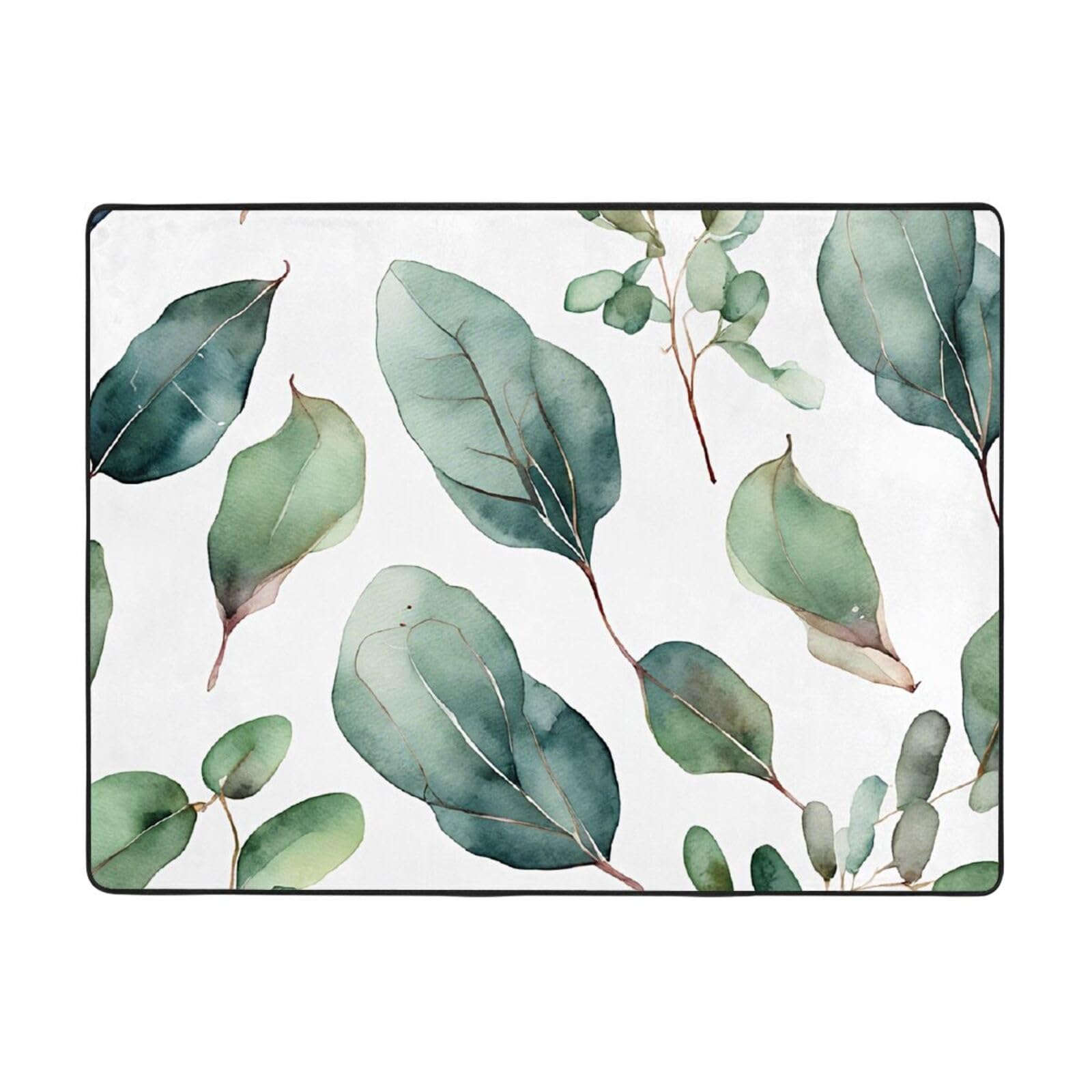 Tapis de salon eucalyptus 160x121 cm doux et antidérapant pour chambre