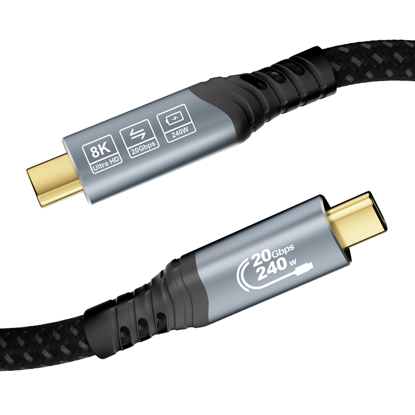 Cable USB C 1m (Cabo USB C 3.2 Gen 2×2, vídeo 8K@30Hz, 4K@144Hz/60Hz, carga rapida 240W/100W) Cable de datos USB tipo C de 20Gbps para Thunderbolt 4/3, MacBook, iPhone 17, SSD, Docking station — view 9