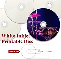 Vista 4 de CD-R 52X 700MB - Discos en blanco imprimibles CD-R de inyección de tinta blanca resistente a la humedad, 100 discos de caja de pastel de discos