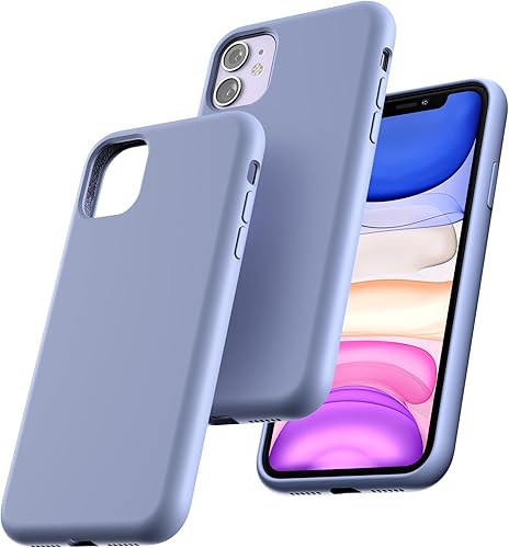 TOCOL Funda delgada de silicona para iPhone 11 de 6.1 pulgadas, ajuste preciso, antideslizante, protección contra caídas, color gris lavanda