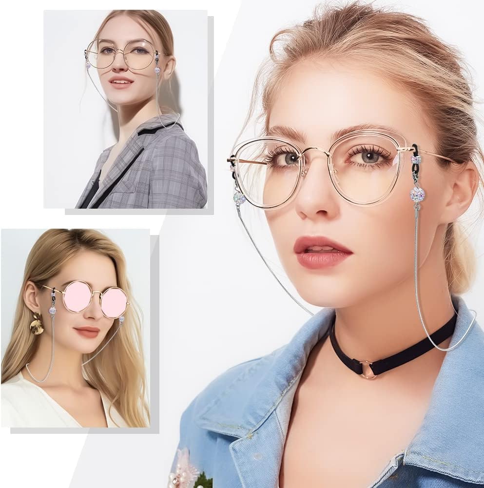 Soleebee Eyeglass Chain for Women Sunglasses Strap Holder Diamond Bead Neck Strap Glasses Chain Holder Elegant and Stylish Glasses Holder Accessories (AB color)