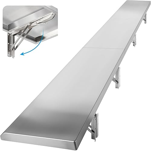 Folding Concession Shelf 72" x 12", Drop Down Concession Serving Window, Stainless Steel Folding Shelf Serving Food Shelf for Windows
