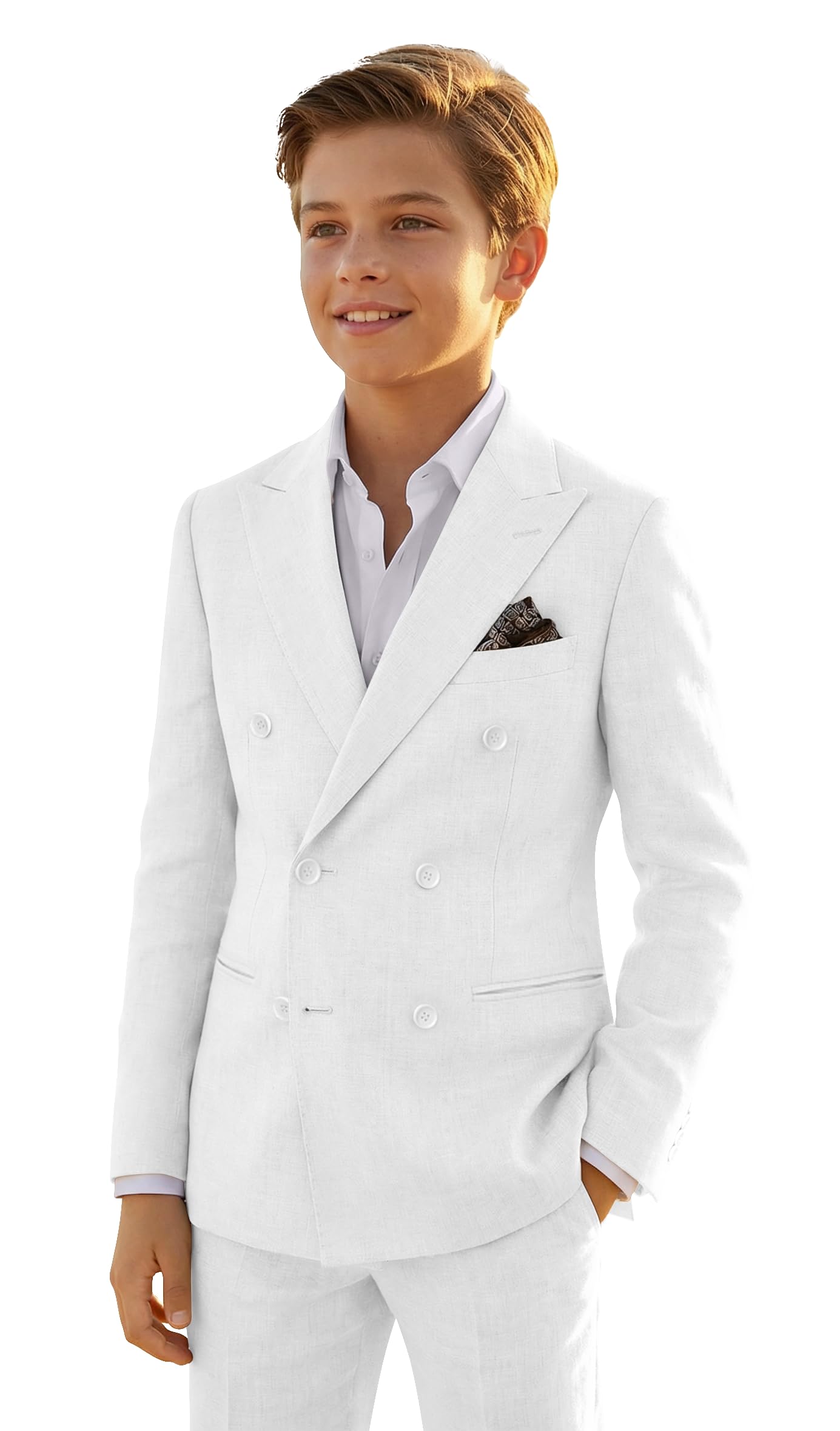 Photo 1 of JPF Boys Linen Suit - White, Size 10