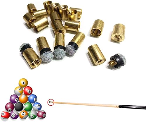 Miniatura 7 de 10Pcs Snooker Cue Tips with Cue Stick Ferrules Billiards Cue Pool Tip Replacement Coppers PU Leather Snooker Pool Cue Tip